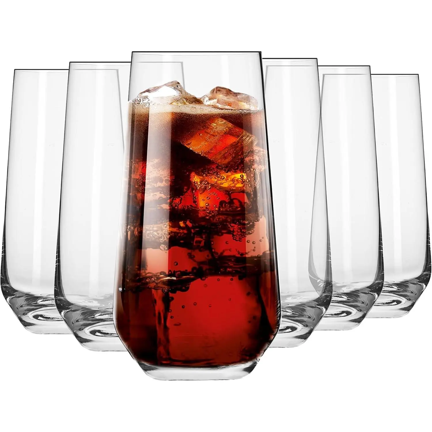 Stylish European Tableware Splendour Collection Set of 6 16.2 oz Tall Crystal Highball & Tumbler Glasses - Dishwasher Safe, Water & Juice Drinking Glasses, Made in Europe