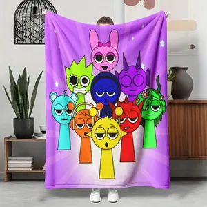 Cyber Sprunki Throw Blanket, Ultra Soft Cozy Fleece, Gaming Bedroom Decor, Lightweight Warm Flannel Blanket, Holiday & Birthday Gift for Fans