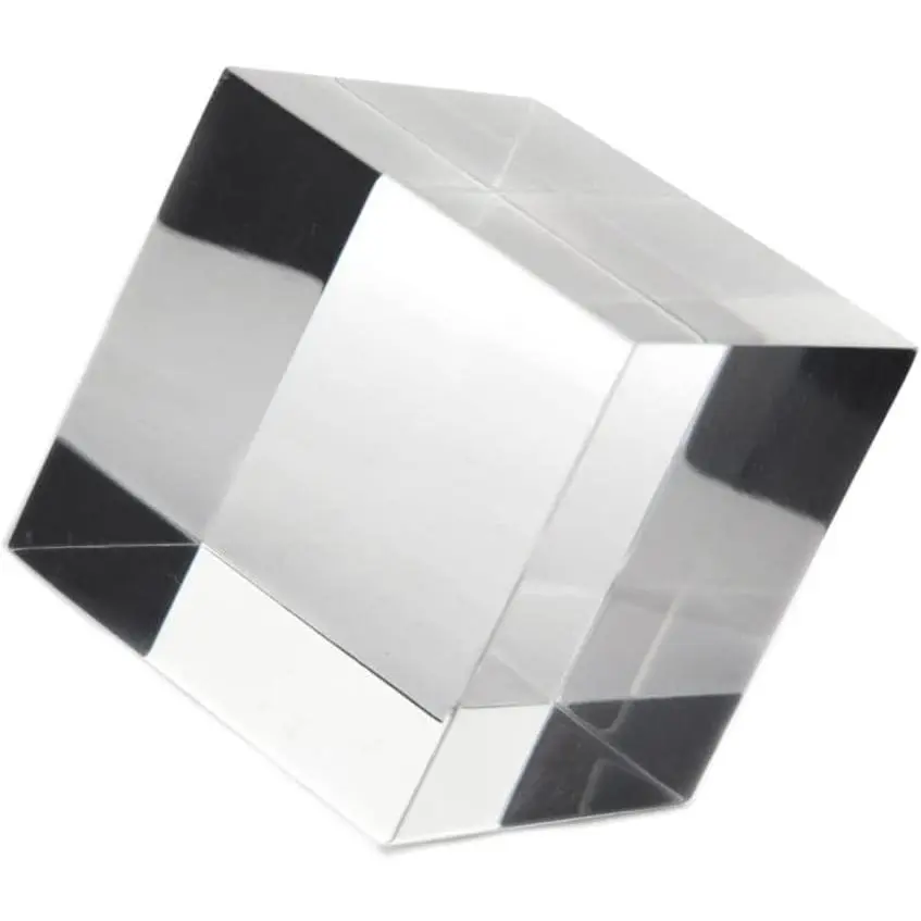 The Cube Presence (50mm) - Clear & Transparent Optical Cube - Paperweight, Decorative Item - Educational, Scientific, Physics & Kinetic Art Desk Object