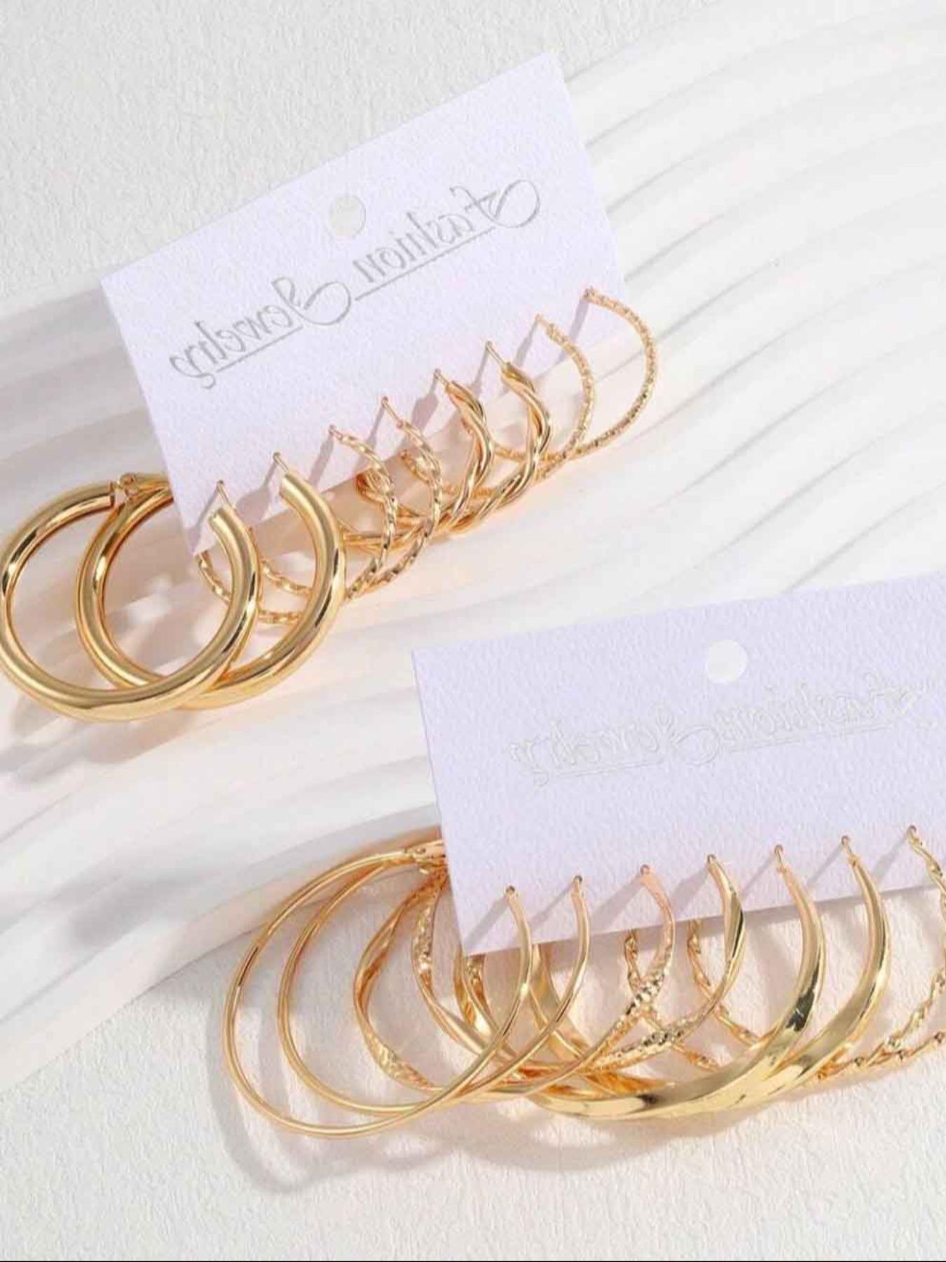 Elegant Geometric Hoop Earrings Set for Women, 16 Pcs Irregular Design, Creative Personalized Fashion Jewelry, Hollywood Style, Elegant Minimalist Earrings