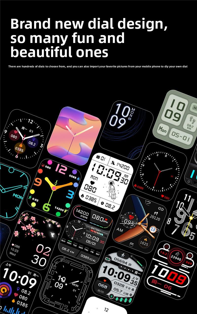 F57L Smart Watch Sports Bracelet Heart Rate Blood Pressure Monitor Body Temperature Sleep Measurement Step Counting Fitness Tracker IP68 Waterproof Smartwatch for Men Women