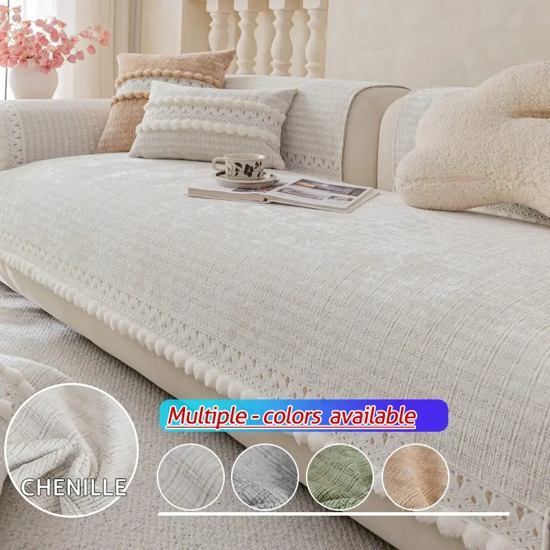 1pc Chenille Sofa Cushion Cover, Soft Durable Pet-Friendly, All-Season Sofa Protector, Non-Slip, Wear-Resistant
