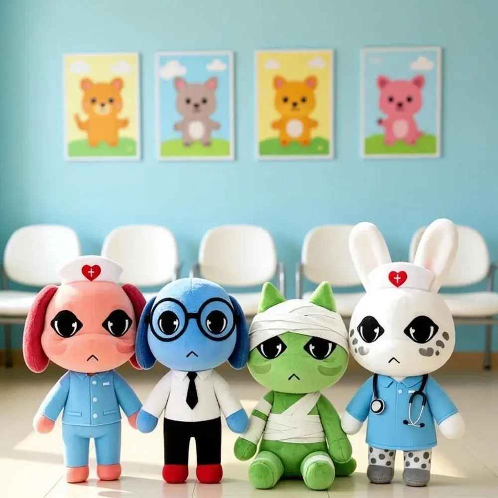 Animal Doctors Nurses Plush Toys Soft Cartoon Horror Game Hospital Blue Dog Stuffed Doll Home Decoration Fans Adults Gift
