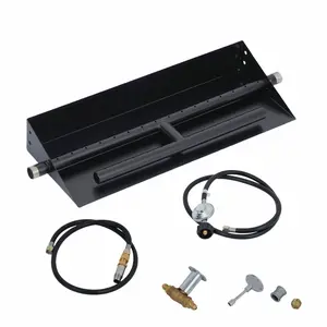 Durable Rectangular Drop-In Fire Pit Disposable Kit – 18x6 Inch H-Disposable, Spark Ignition, Rust & Heat Resistant, Propane & Natural Gas Compatible, Indoor/Outdoor Fireplace Insert