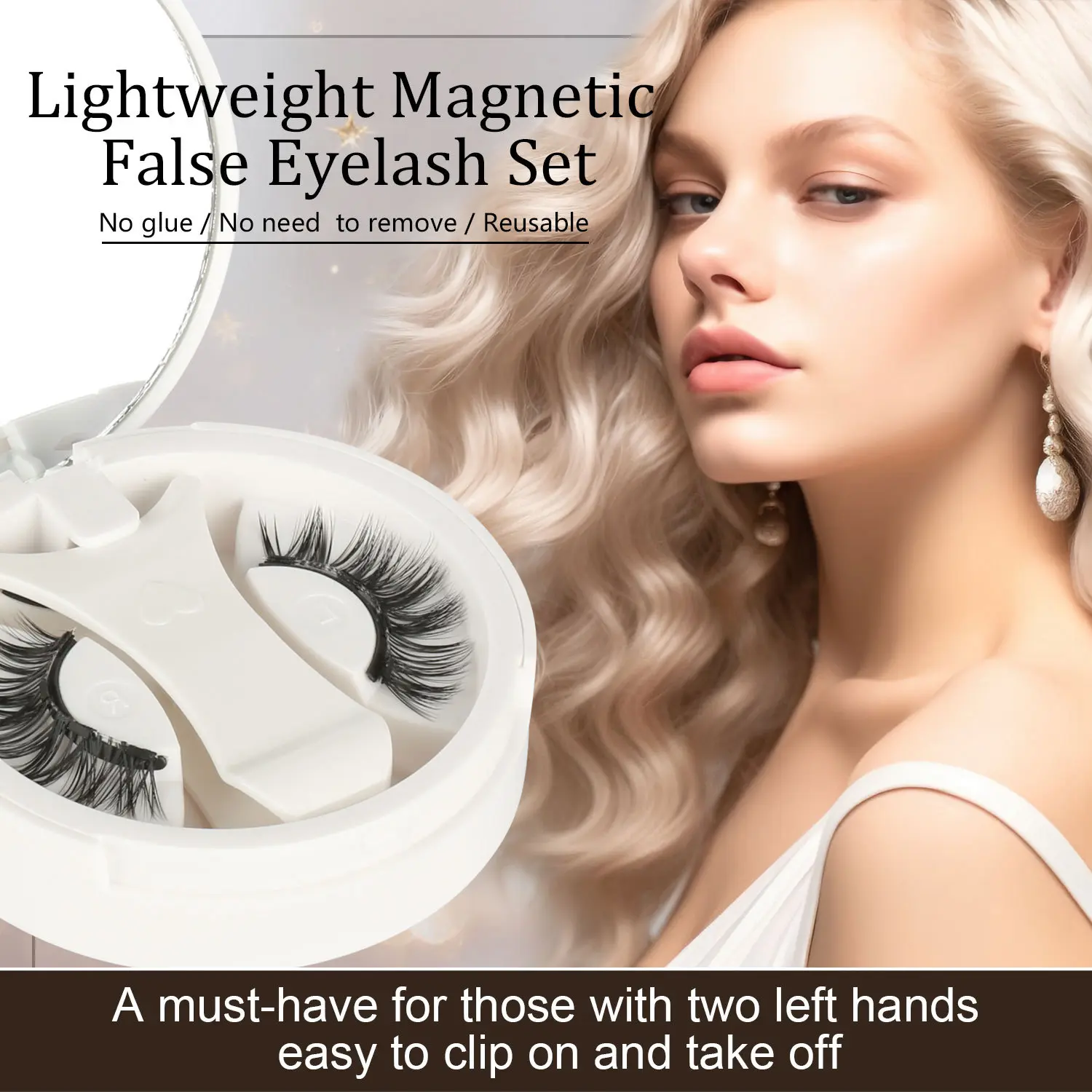 Magnetic glue-free false eyelashes, easy to apply in 3 seconds, naturally thick, reusable, quick makeup