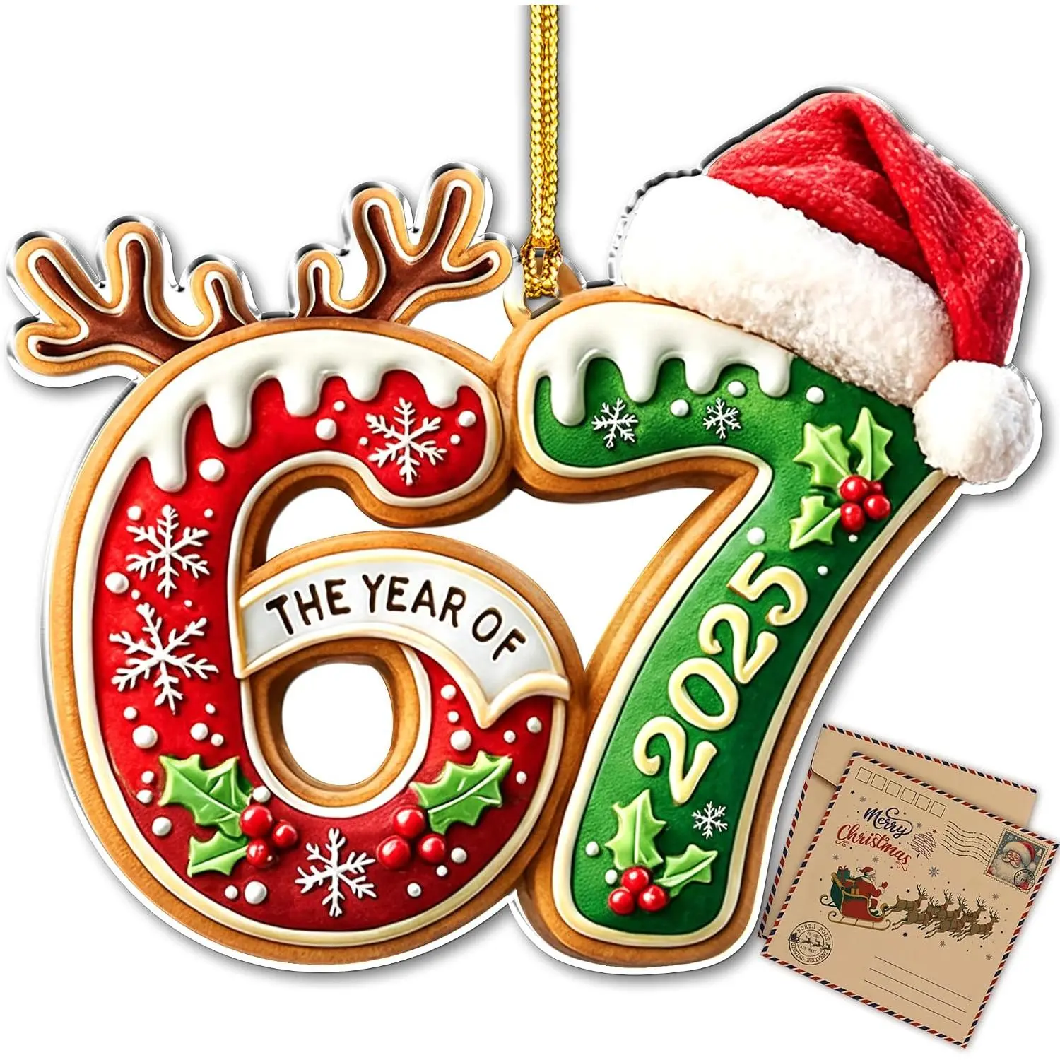 Gingerbread 67 Christmas Ornament, 2025 Christmas Ornament, 67 Teen Girls Trendy Stuff, 67 Stuff, Stocking Stuffer, Funny Ornament, Gen Z Gifts, Gingerbread Xmas Picks,  Year