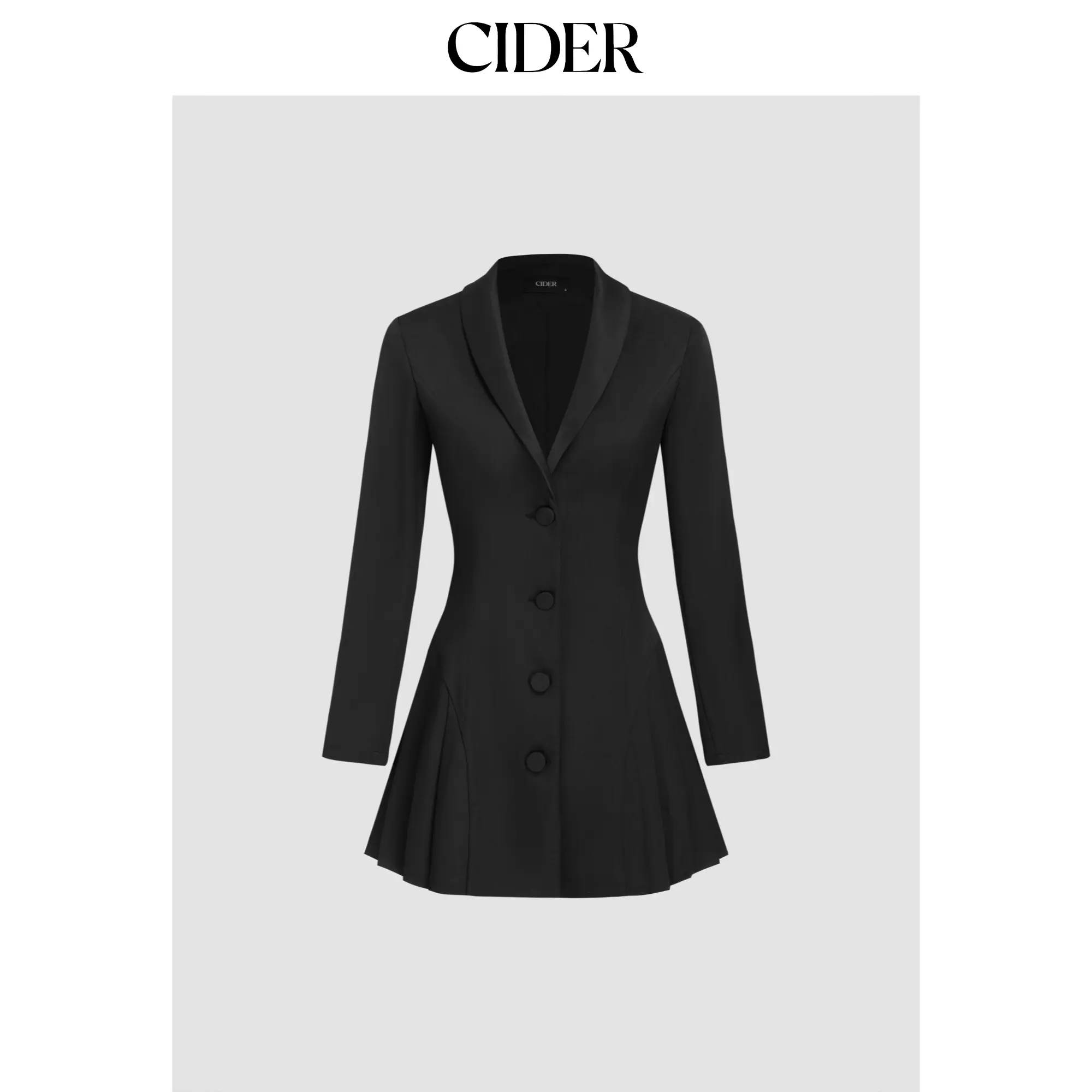 Cider [2 colors, size 0-10] Collar Solid Button Pleated Mini Blazer Dress SummerFinds
