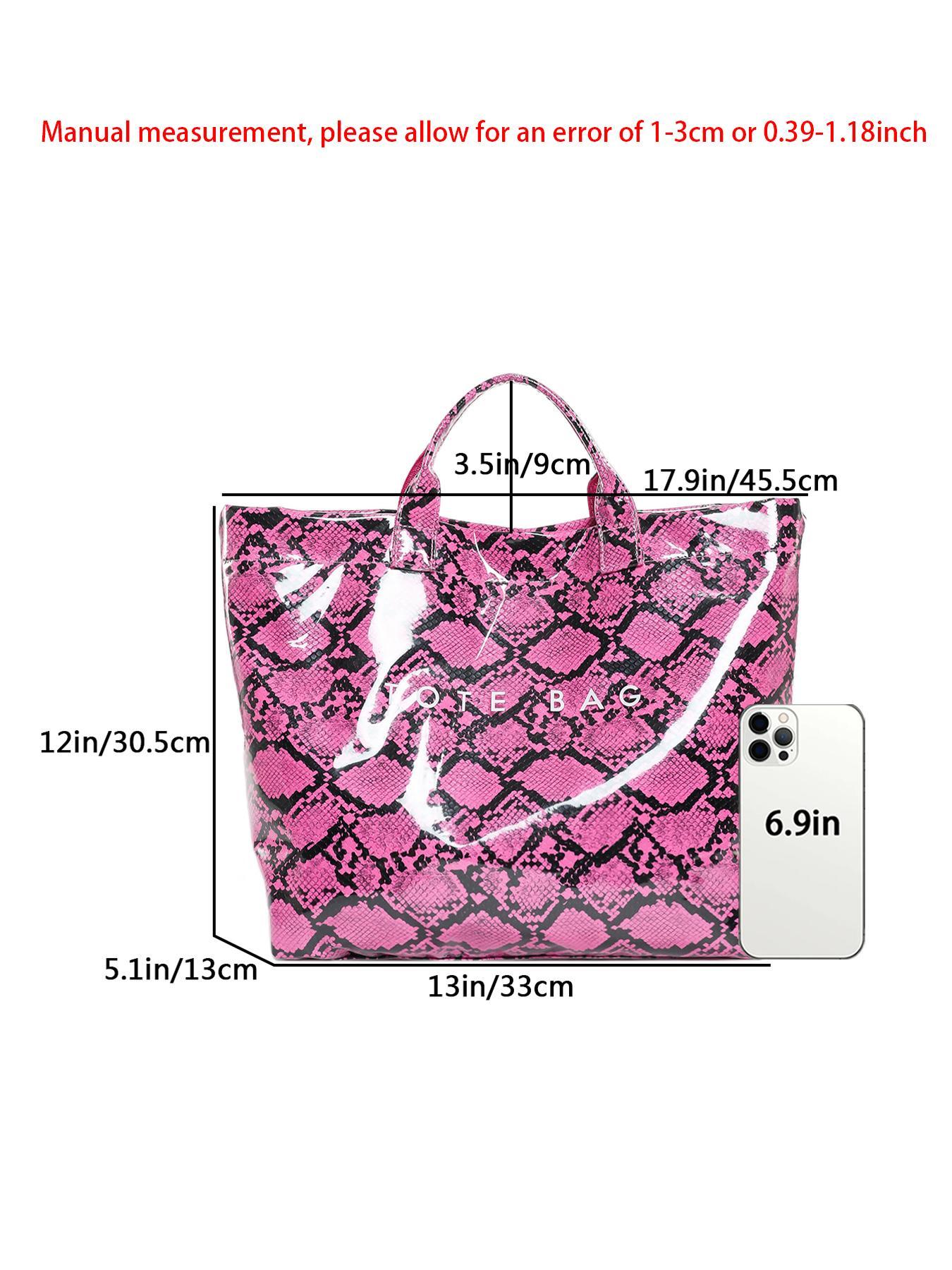 Fashionable Snakeskin Print Tote Bag, Large Capacity Shoulder Bag for Women, Casual Trendy Versatile High-quality Daily Commuting Bag, casual commuter bag, Casual Shopping Bag, Girl Fashionable  Unique Bags