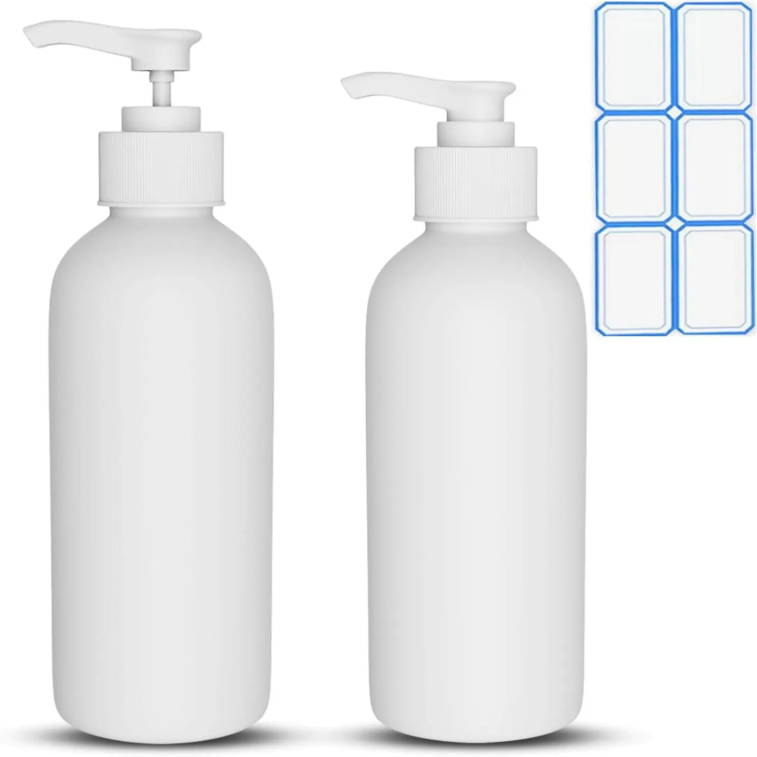 2 Pack 10 Oz (300ml) Pump Bottles Dispenser | Refillable Container with Labels for Liquid Soap, Essential Oil, Shampoo, Lotion