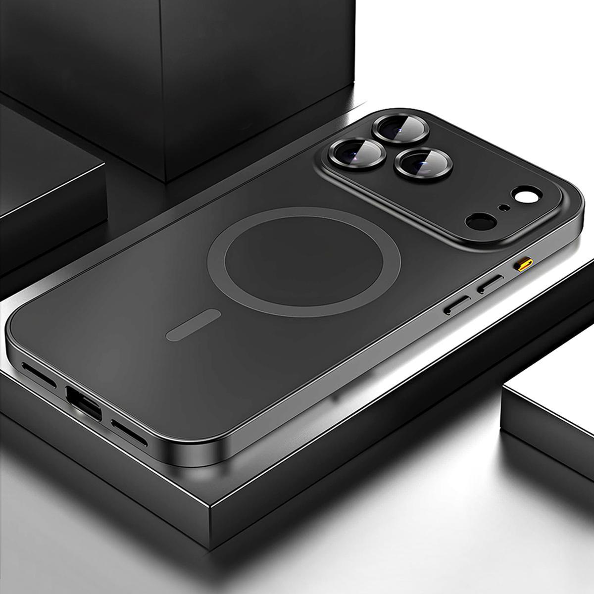 Alloy Aluminum Metal Frame with MagSafe Magnetic PC Backboard (Not a full metal case), for iPhone 17 Pro Max 17 Air 17Pro 16 15 14 13 12 Pro Max Ultra Thin Phone Cover with Full Coverage Lens Protector Support Wireless Charging Durable Shockproof Casing