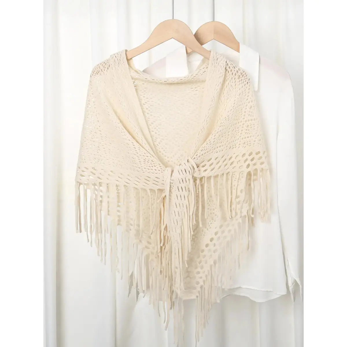 Women's Triangle Shape Shawl in a Soft Breathable Knit - Elegant Lightweight Boho Accessory for Layering