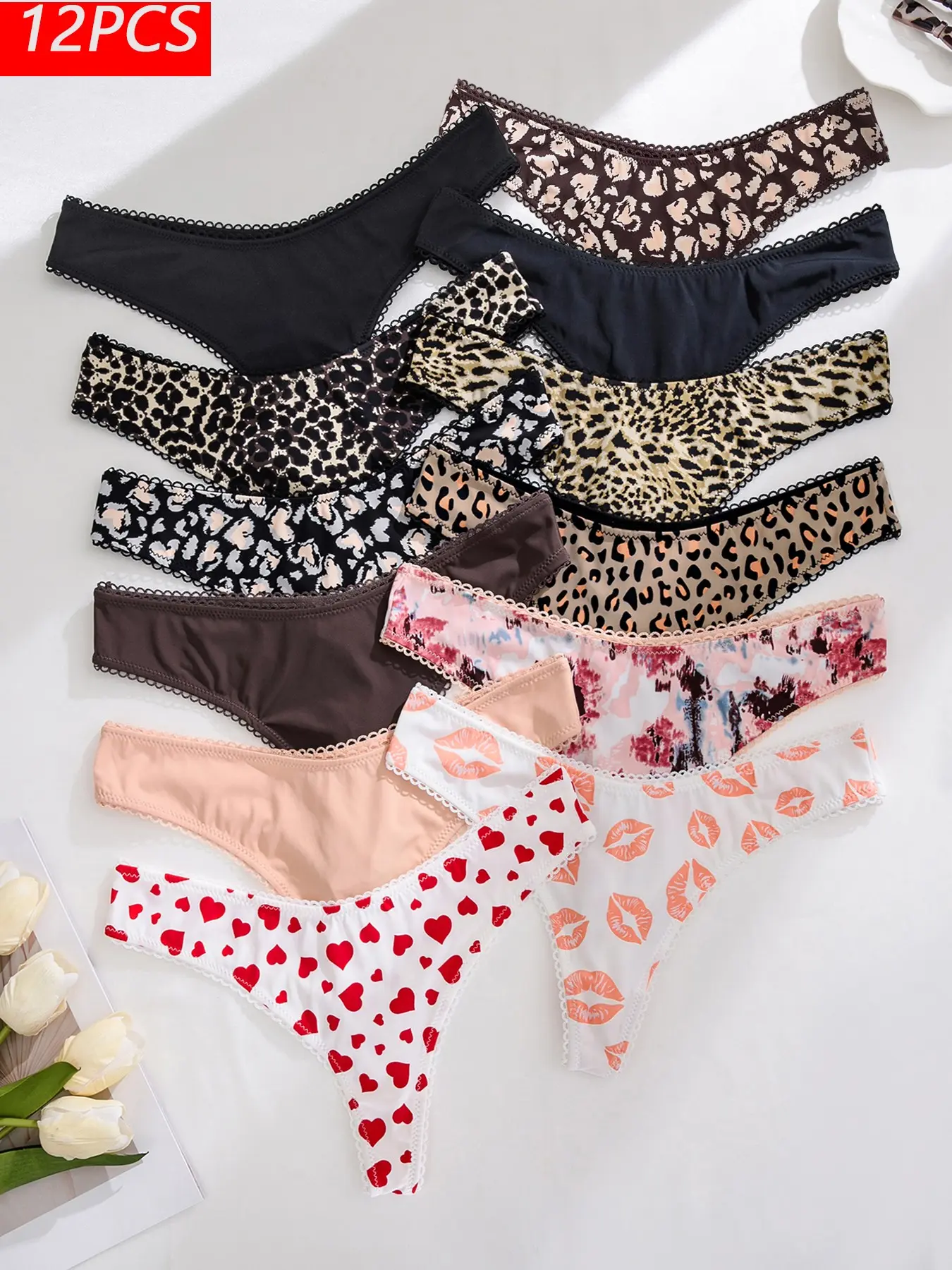 Women's All-Over Print Thong, Soft and Breathable Knickers for Daily Wear, Casual Comfy Panties for All Seasons, Casual Fitted Underwear