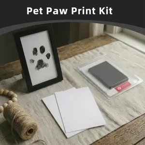 Pet Paw Print Set, Four-Piece Ink Pad, Dog Cat Clean Touch Paw Print Station, Christmas Gift for Pet Lovers, Pet Memorabilia