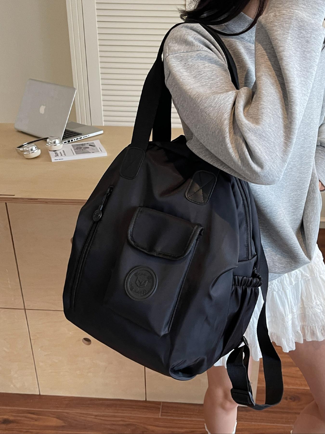 Women's backpack is fashionable, simple, casual, retro, versatile, solid color, multi-functional, suitable for daily travel, school, travel backpack Casual Daypack