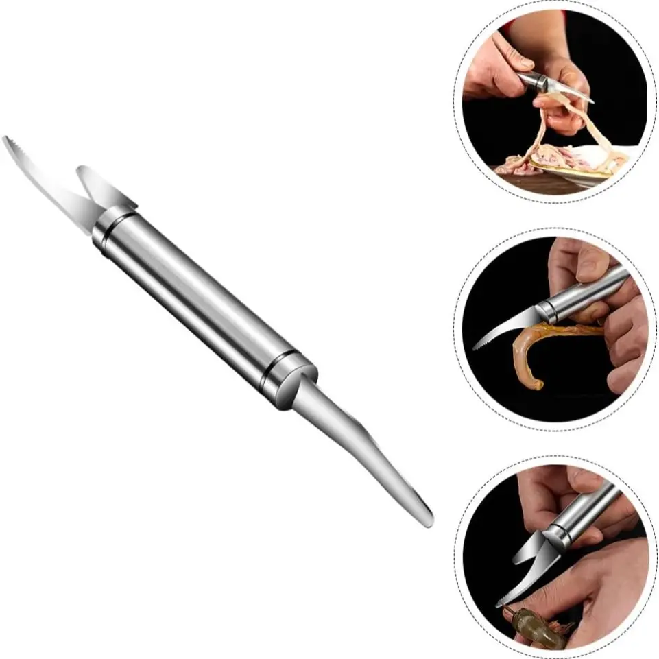 2-Piece Multi-Functional Shrimp Peeler, 5-In-1 Dual-Head Kitchen Tool, Shrimp Cleaning Kit, Home Use Shrimp Thread Remover, Knife for Shrimp Shell Removal