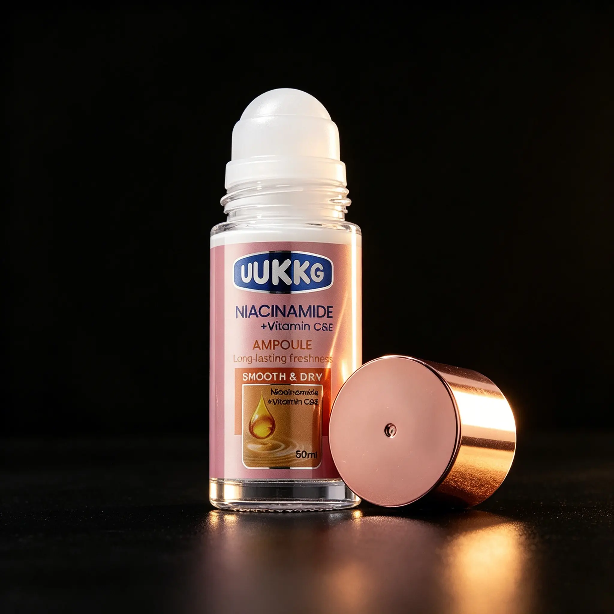 UUKKG Ampoule Serum Roll On Deodorant with Niacinamide & Hyaluronic Acid, Underarm Bright & Repair Deodorant Roll On, Natural Essential Oil Long Lasting Clean Scent Sweat Control Deodorant, 50ml