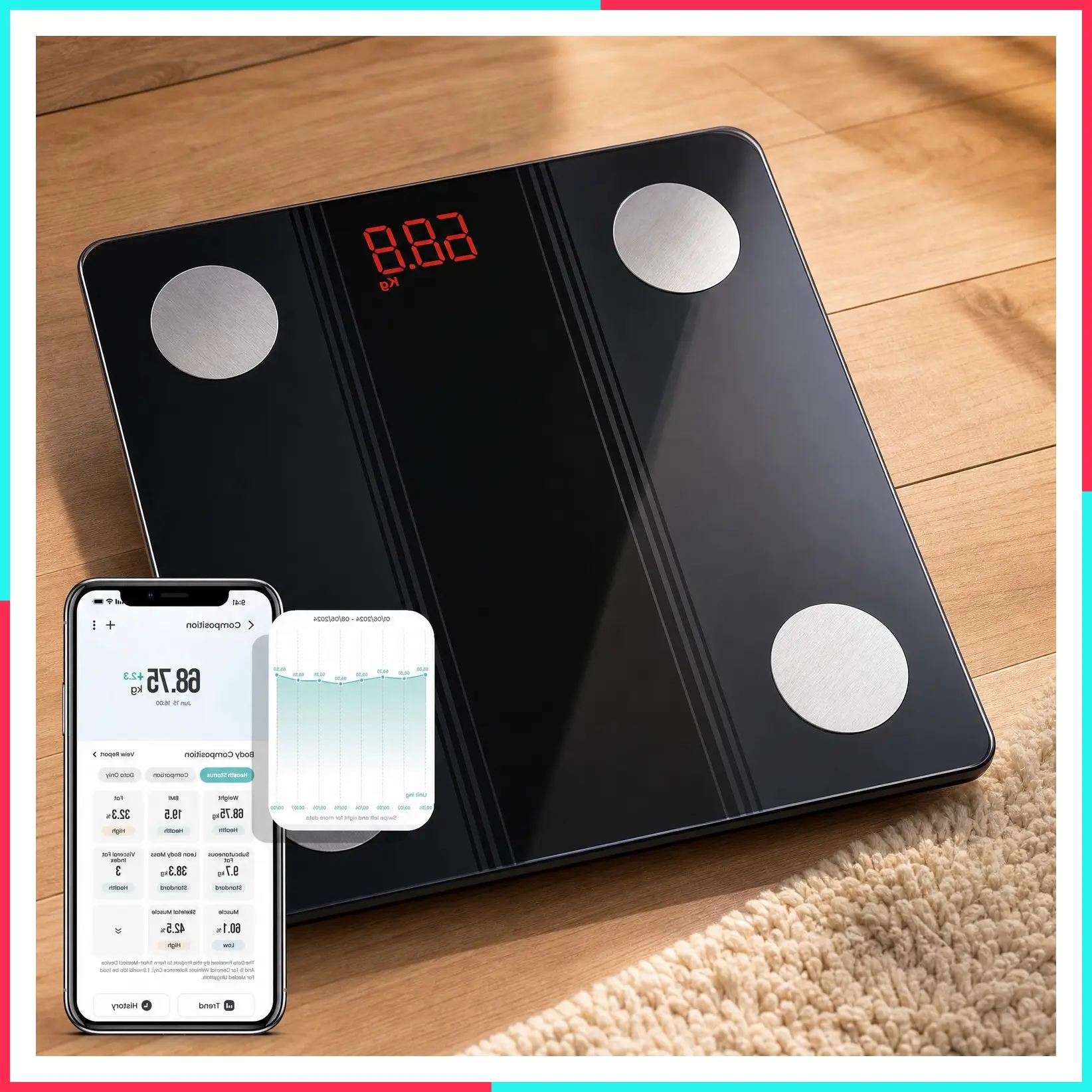Smart Digital Bluetooth Bathroom Scale for Body Weight