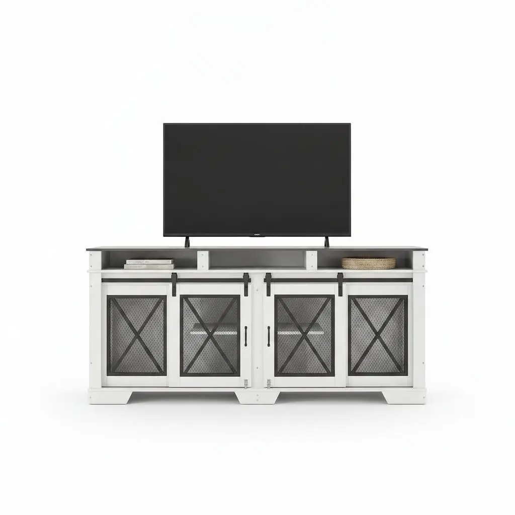 71" Extra Large Double Dog Crate Furniture with Removable Divider, Heavy Duty Metal and Wood Kennel with Storage Drawers and Barn Door, for Large Breeds