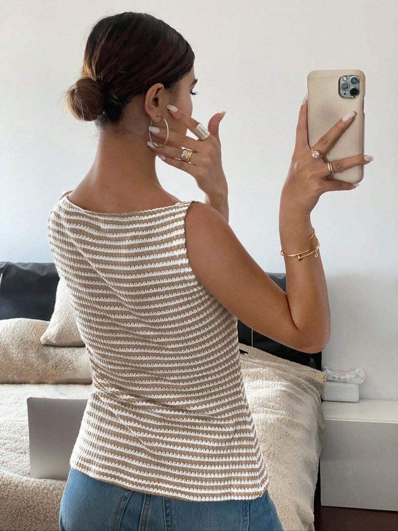 Women's Button Vest Jacket, Elegant Casual Sleeveless Top for Daily Wear, Ladies Clothes for Summer