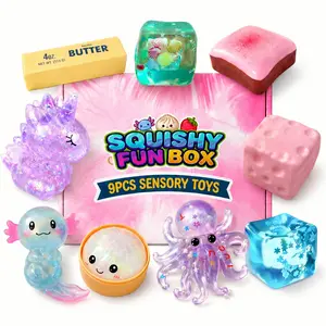 STS01 9-Piece Set Malt Sugar Stress Relief Fidget Toys, Squishy Toy Bundle for Kids & Adults, Sensory Bundle, Slow Rising/Fast Rebound Options, Ideal for Anxiety Relief, Focus Training & Hobby Collection, Party Gift, 9 Different Styles
