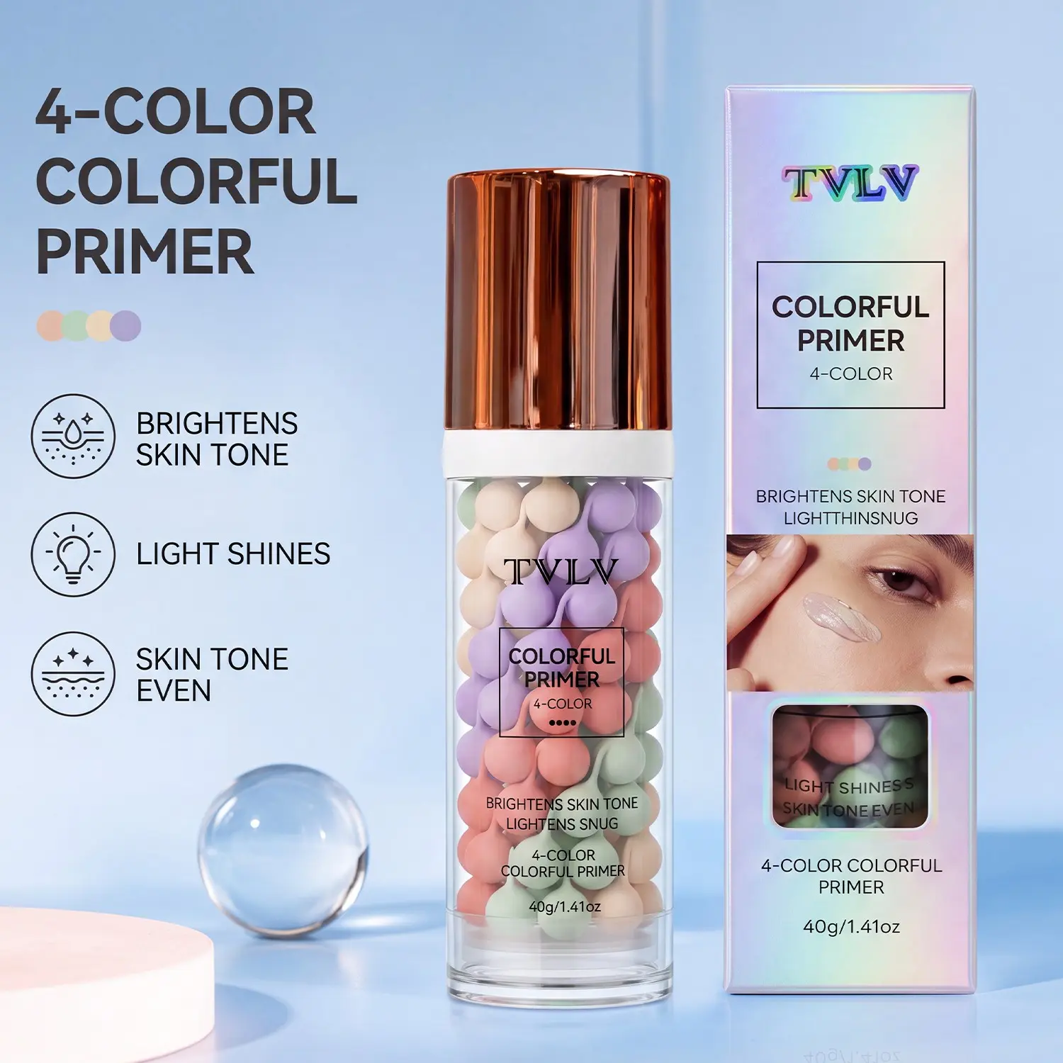 Four-In-One Color Corrector Primer, Smooths Skin Tone, Long-Lasting Makeup Base, Ideal for Daily Use, Office, Dates, Natural Look