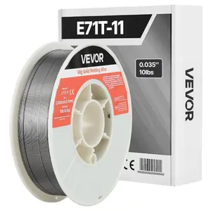 VEVOR Flux Core MIG Welding Wire, E71T - 11 0.035 - inch 1 LBS, Gasless Mild Steel Welding Wire with Low Spatter for All Position Arc Welding, Self - Shielded for Outdoor Use (Pack of 2 Rolls)