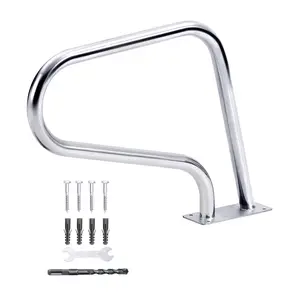 Swimming Pool Handrail for Inground Pools 55"x32", 304 Stainless Steel Pool Railing with Blue Grip Cover, 385 LBS Load Capacity Safety Pool Grab Bar