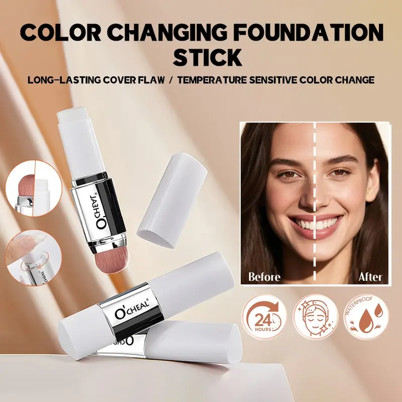O'CHEAL Dual -Ended Foundation Concealer Stick KoreanSkin Care Color-Changing Foundation Stick with CollagenCapsules