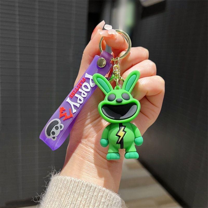 Smiling critters scary smiling animal doll keychain pink piggy blue elephant pendant