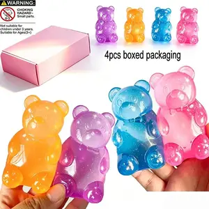 4pcs Soft Candy Bear Sensory Stress Relief Tools, Anxiety Relief Sensory Toys, Focus Adhd Calm Desk Accessories, Office Relaxation Items