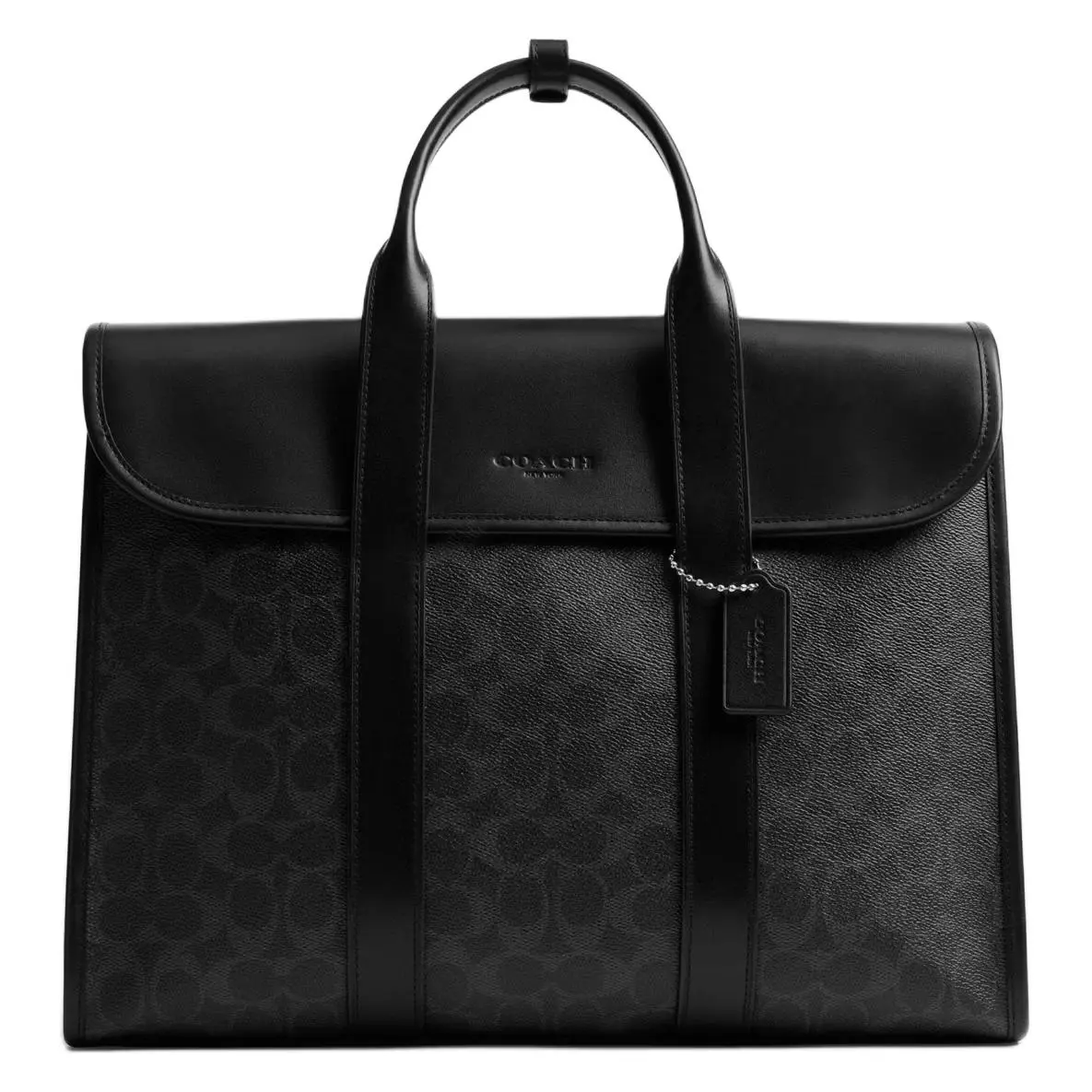 COACH Gotham 38 Monogram-Print Leather-Trimmed Synthetic Leather Briefcase for Men, Large, Black