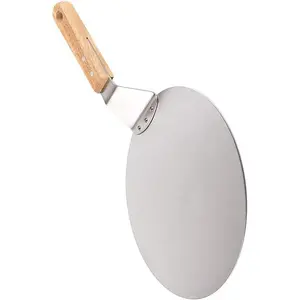 10 inch Pizza Peel, 10 Inch Cake Lifter, Stainless Steel Pizza Spatula With Rubber Wood Handle, Pizza Paddle Tray for Baking Homemade