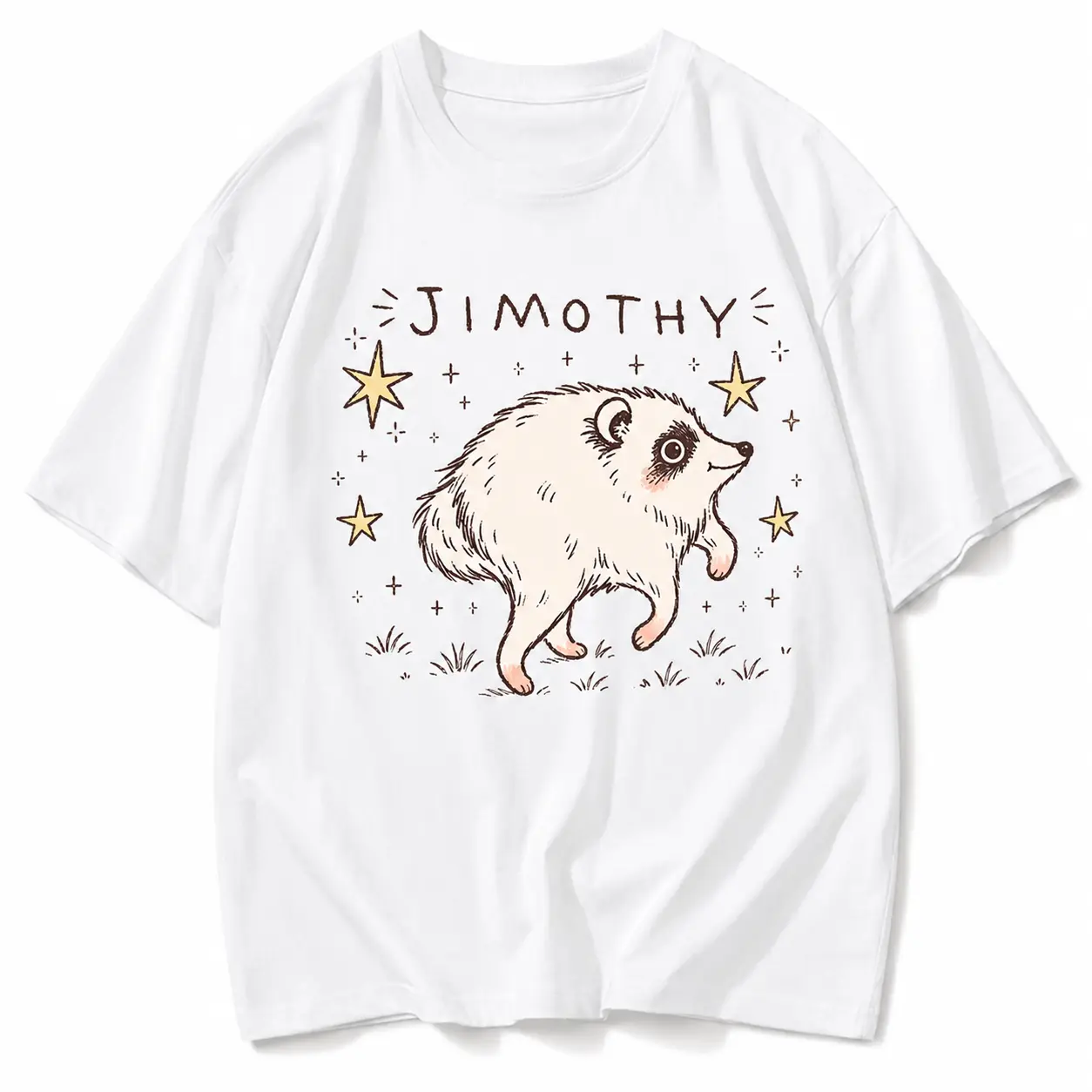 Men's Jimothy Raccoon Viral Shortsleeve T-Shirt - Casual Everyday Tops, Short King Jimothy Tee, Round Neck Cartoon Graphic Minimalist Trash Panda Seattle Famous Top