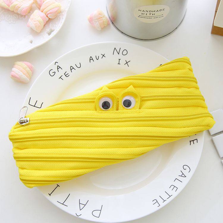 Creative Monster Zipper Pencil Case, Funny All-in-One Pull-Out Pen Bag, Cute Student Stationery Organizer