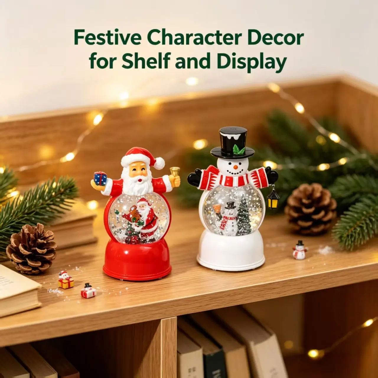 Automatic Snowfall Rotating Crystal Ball Music Box, Santa Claus and Snowman Designs, Bedroom Nightstand Party Desk Holiday Decor Gift Ornament