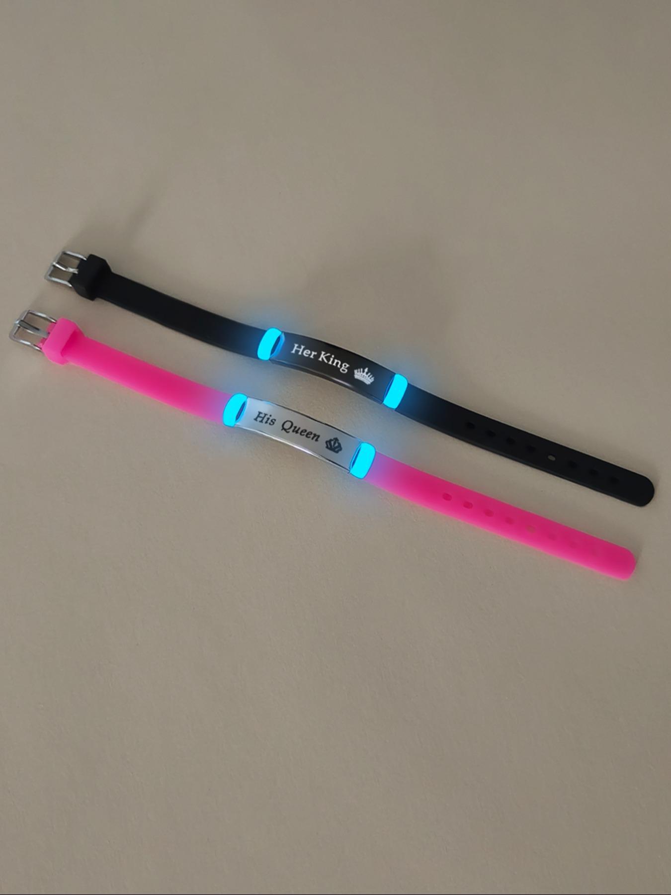 Couple Crown Pattern Luminous Couple Bracelet Set, Fashionable Glow in The Dark Bracelet for Women & Men, Trendy All-match & Exquisite Jewelry for Birthday Gift, Fashion Accessory