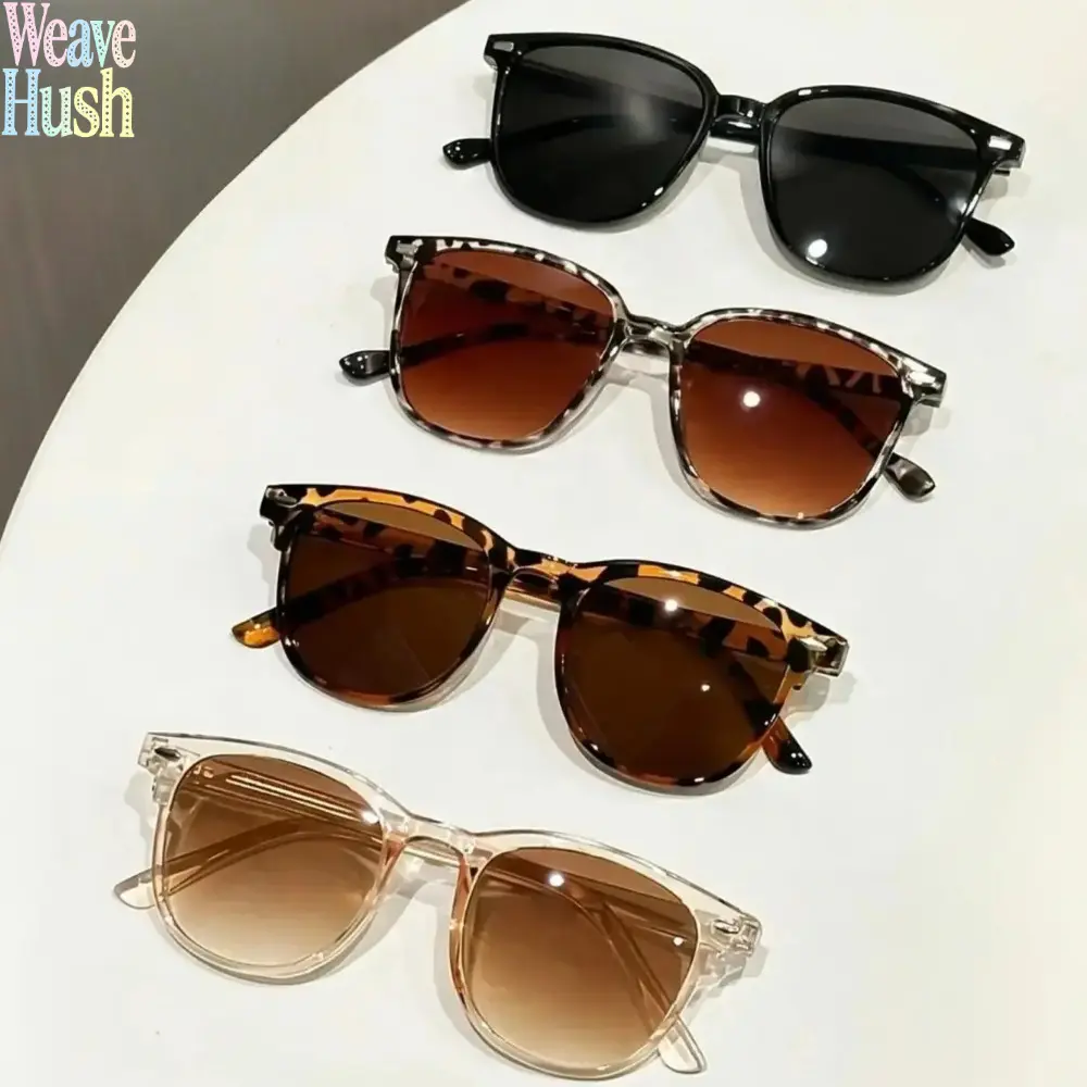 4-Pack Women’s Retro Square Frame Sunglasses Set, Trendy Y2K Vintage Shades Made Of Lightweight PC Material, Multicolor UV Protective Eyewear For Driving, Beach Trips, Vacations, Festivals And Daily Styling