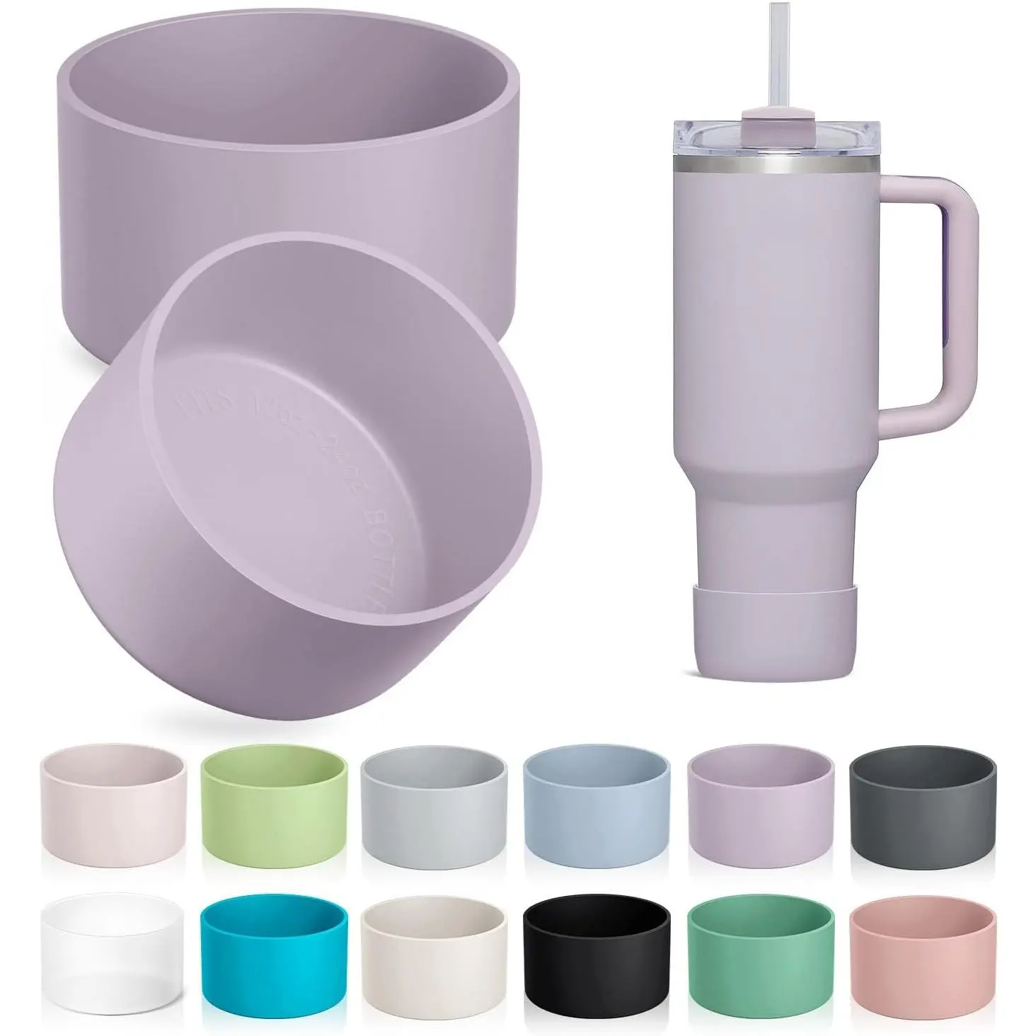2-Pack  Boots for ,  & , Fits Select Cups & Bottles | Thicker 2 mm design, Scratch & dent protection, Non-slip, Noise-reducing, Dishwasher-safe, Odorless, Fits 2.9-3.1-inch bases