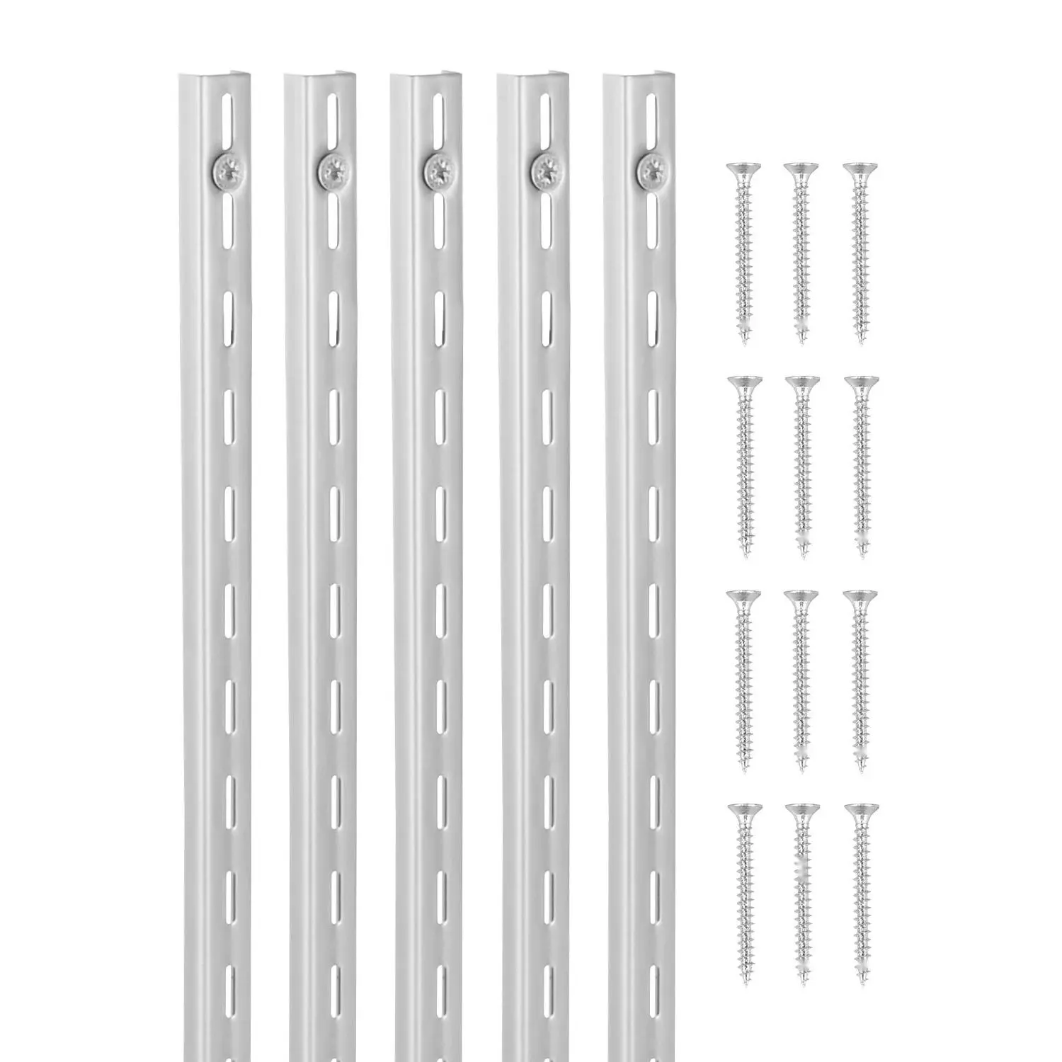 Shelf Track 39-Inch 10-Pack Adjustable Steel Wall-Mounted Shelf Pilaster System For Garage And Workshop Storage, Heavy-Duty Steel Construction, Easy Mounting, Rust-Resistant, Durable Organization Solution