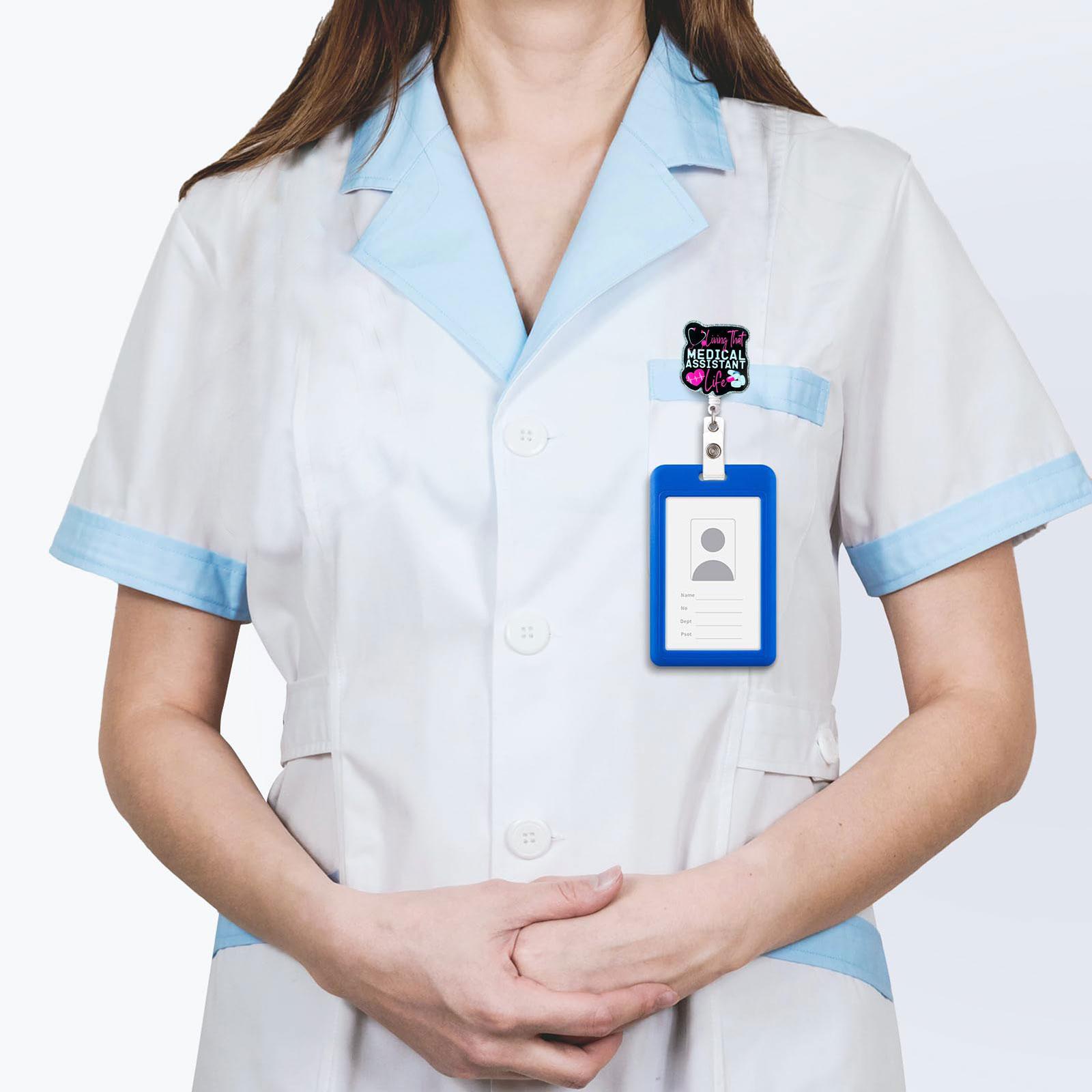 Medical Assistant Life Retractable Badge Reel, 1 Count Acrylic ID Holder with Clip, Funny Badge Reel for Nurses, Doctors, Students & Office Staff, School Supplies 2024