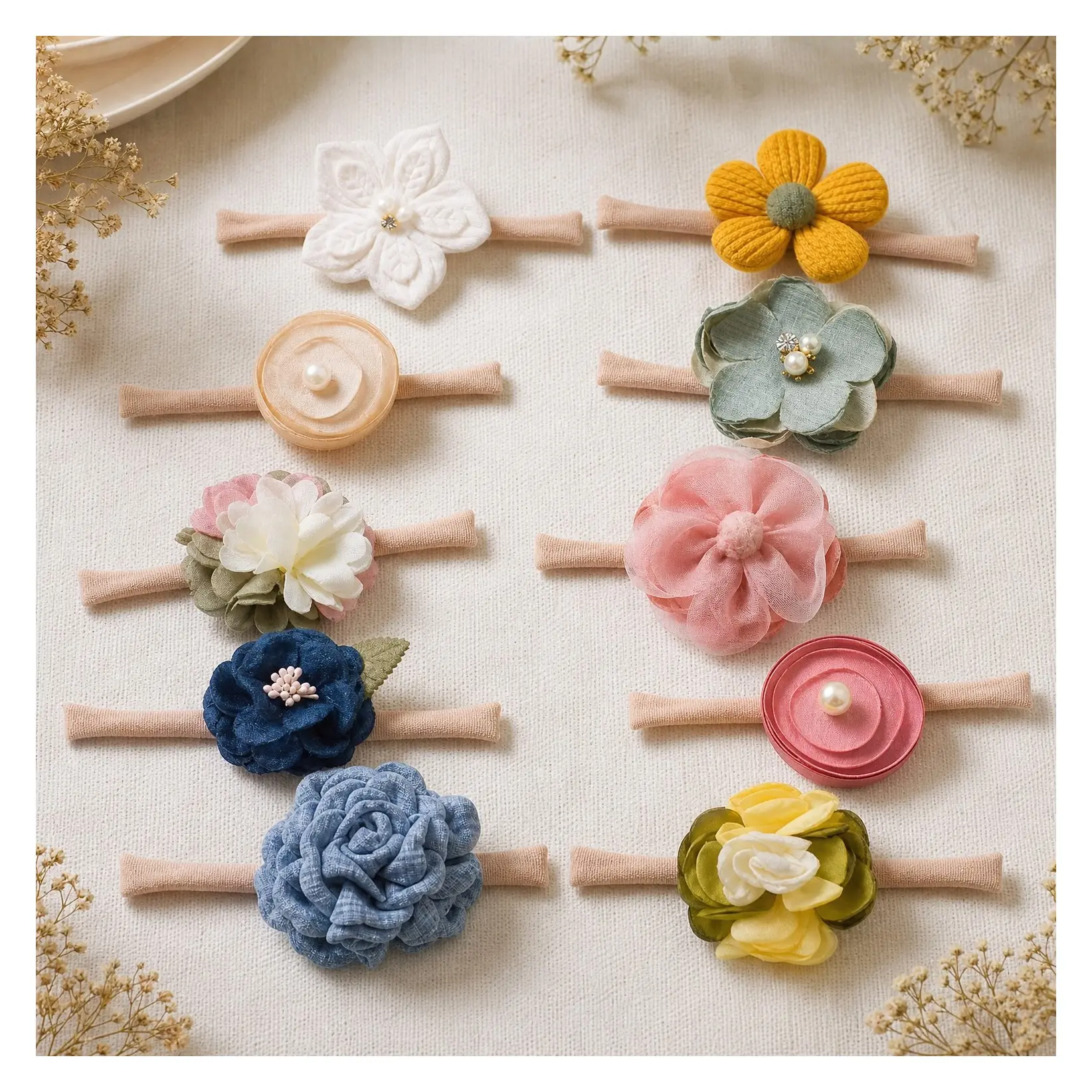 Baby Girl Headbands and Bows - Newborn Infant Toddler Nylon Hairbands Hair AccessoriesGift