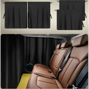 3PCS Car Privacy Curtains Kit,Rear Window Car Curtains & Divider Curtain for Blocking Sunlight & Protecting Privacy,Black Coated Cars Window Shades for Cars SUVs