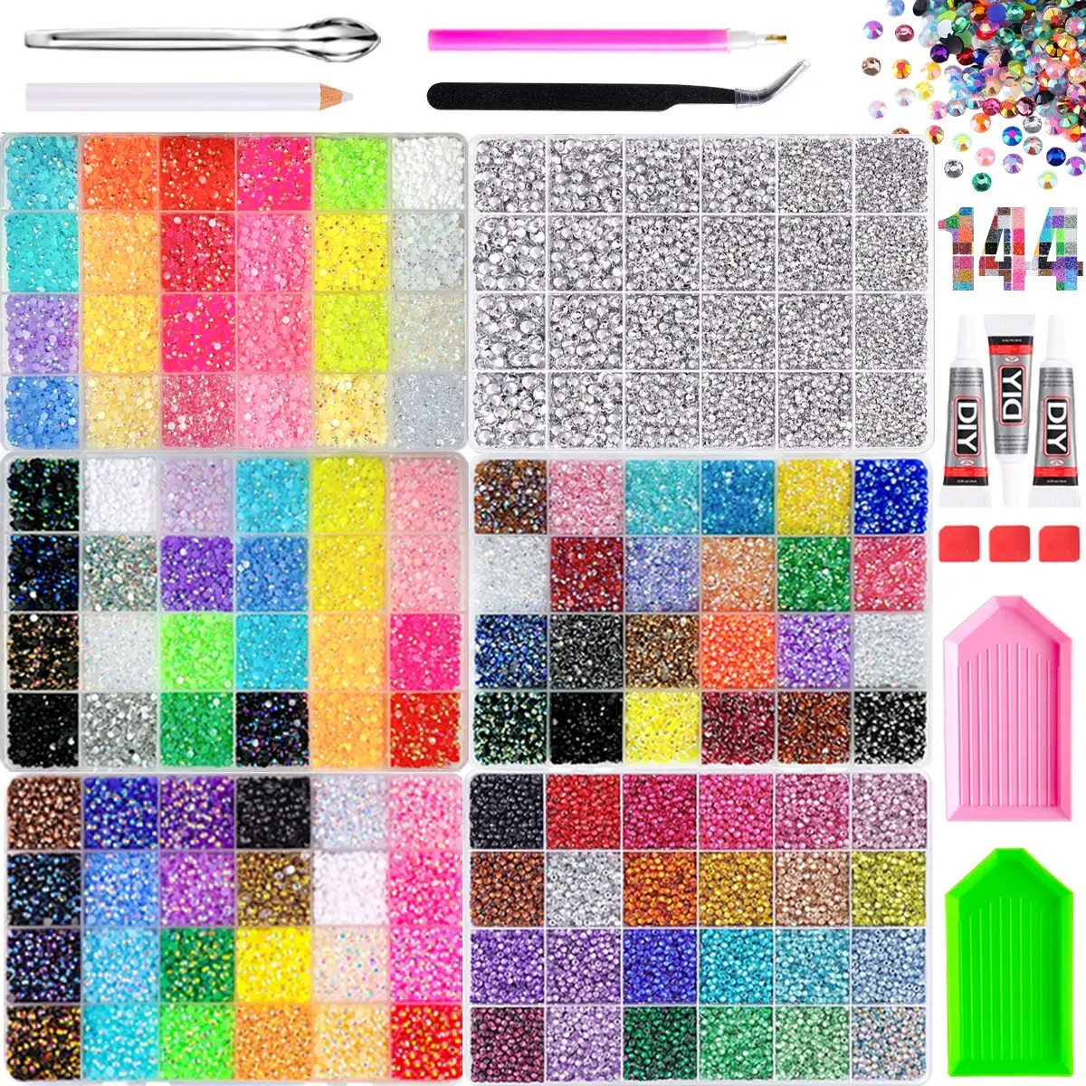 Summer vibes Rainbow Rhinestone Set, Easy to Use，ultimate creative gift for her,graduation gift,class of 2026,summer wins,mid year sale, deals for you 。Bedazzling Kit multicolored Colors Resin Jelly Rhinestones, - Christmas Birthday Gifts for Women