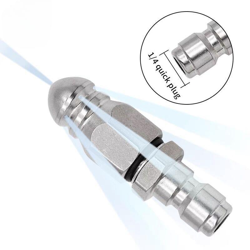 Stainless Steel Pressure Washer Drain Jetter Hose Nozzle Tools with 1/4" Quick Connector,65000 PSI Sewer Jetter Nozzle,Sewer Cleaning Tool High-pressure Nozzle,Cleaning Accessories.