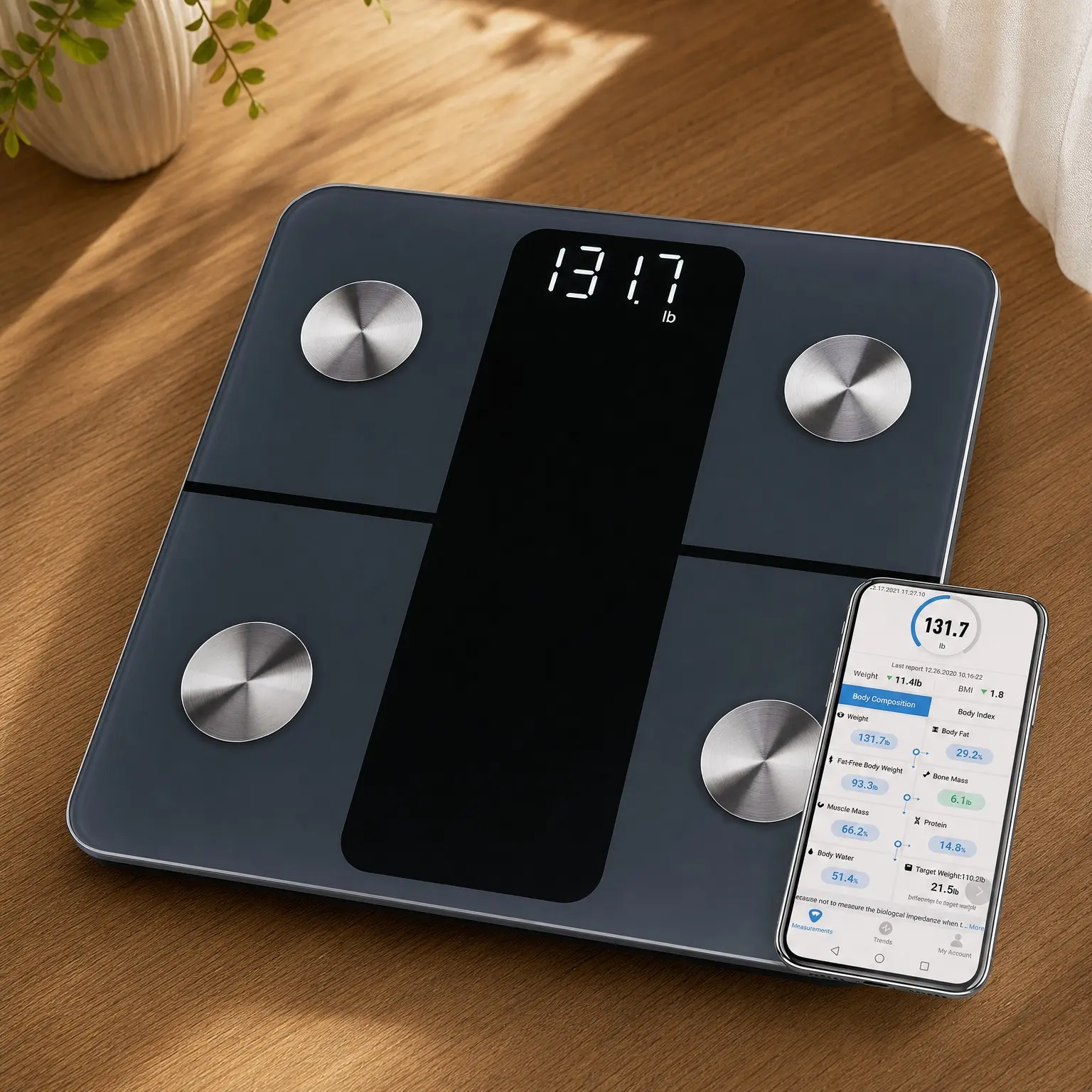 High Accuracy Smart Scale for Body Weight with 0.1lb Precision, 400lb Capacity, LED Display, Black - Digital Bathroom Scale with Health App Sync for 13 Body Composition Metrics Including BMI, Body Fat, and MuscleGift