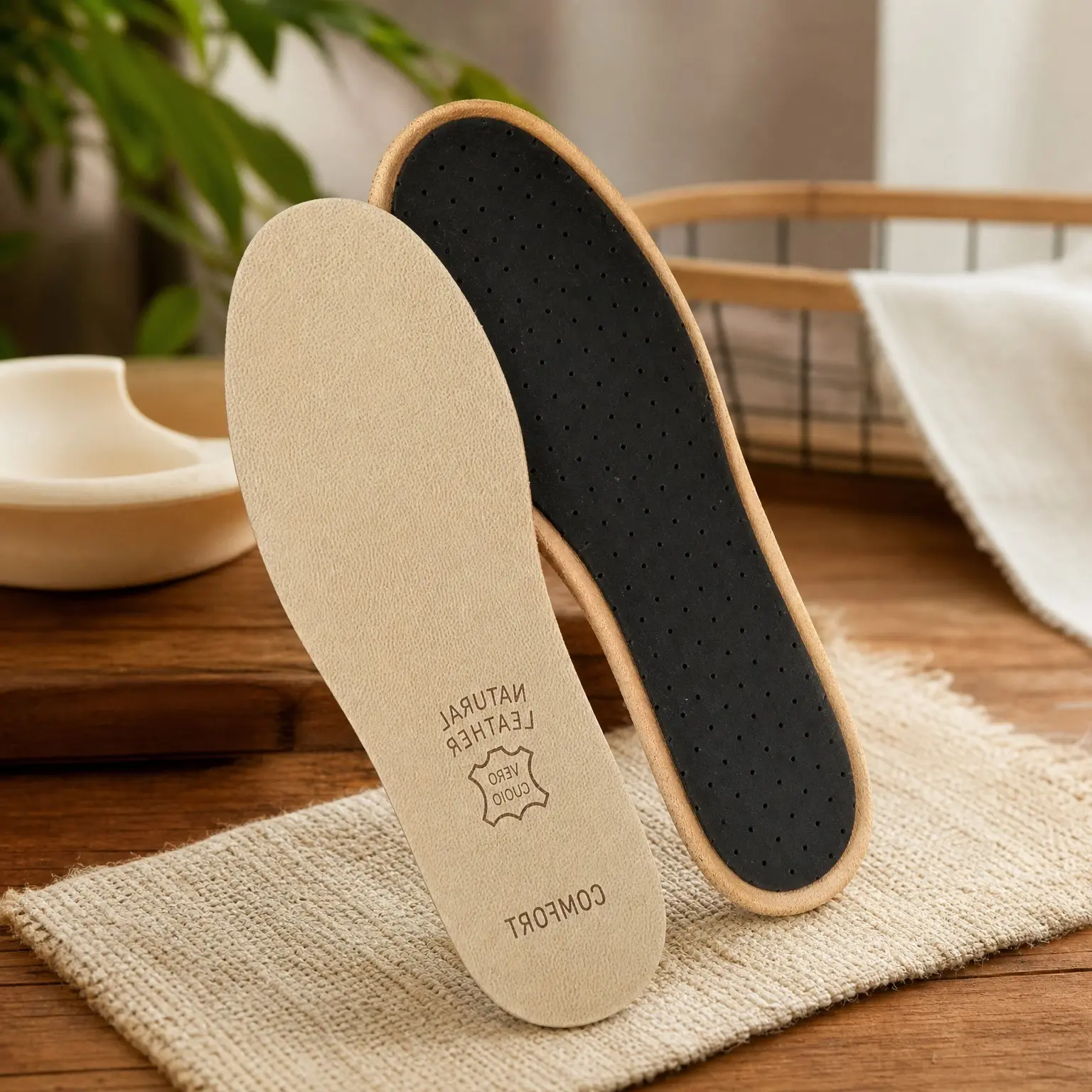 Leather Sockless Shoe Insoles | Thin Dress Shoe Inserts for Men & Women | 100% Natural Goatskin - Chrome-Free, Anti-Sweat & Anti-Odor (Brown, US W9.5/M8 | EU41)Gift