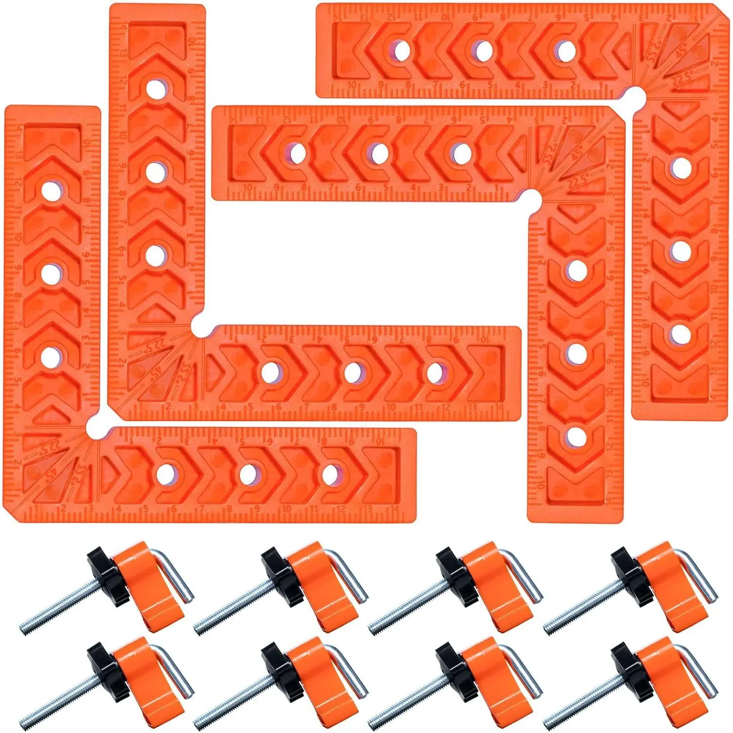 Corner Clamps 4 Pack 6x6in 90  Plastic Right Angle Squares |  joint alignment, crack-proof plastic, scratch-safe edges, fits  bar clamps, lightweight for   assembly