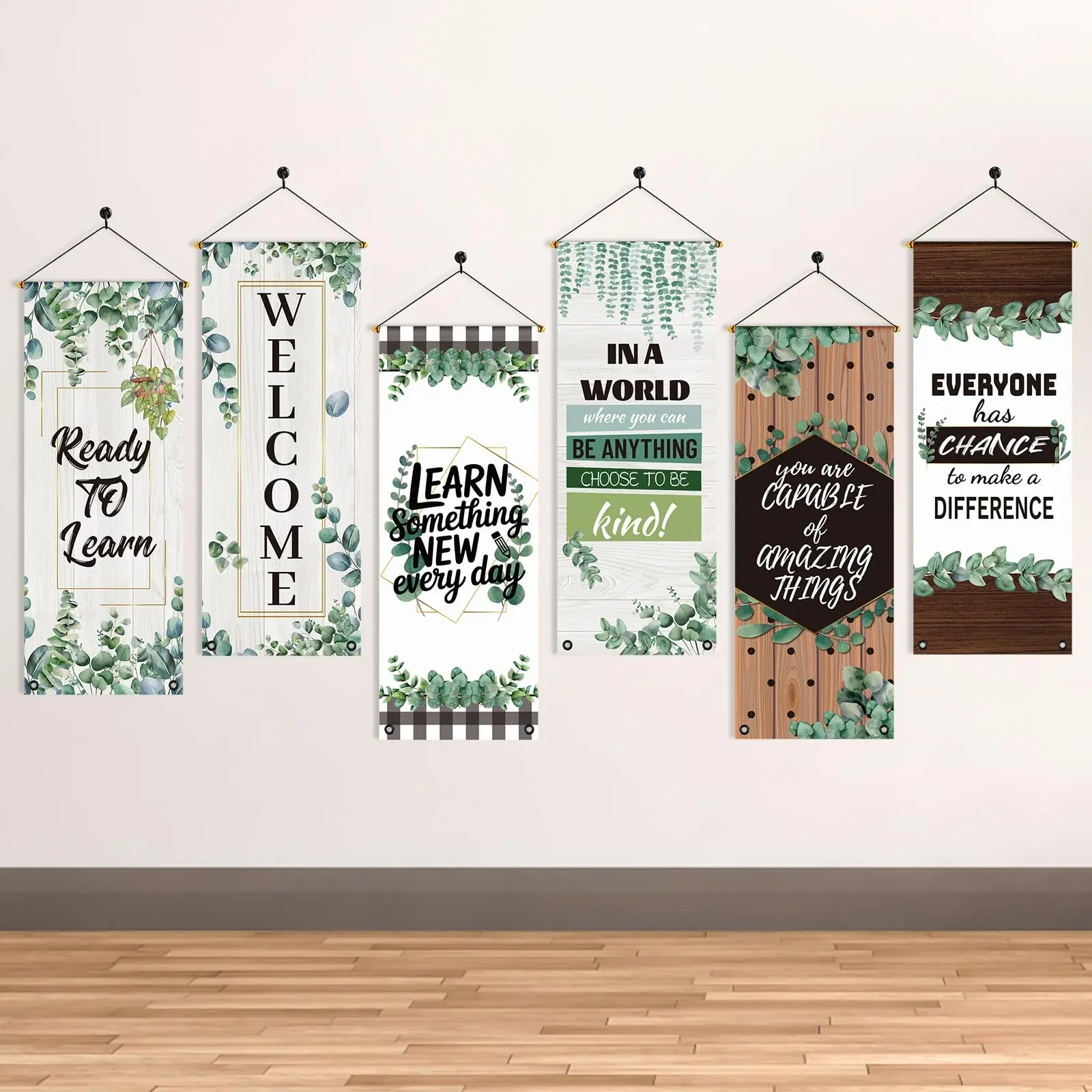 6-Piece Classroom Banner Set, “Welcome to the Classroom” Decorations, Motivational Posters for Teachers, Back-to-School Decorations, School Wall Decorations