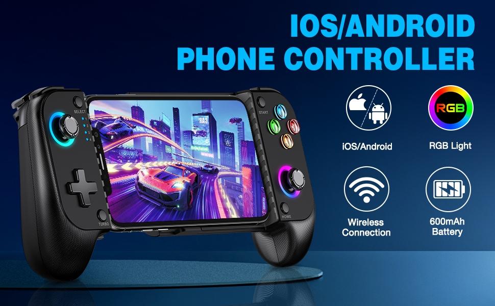 ESYWEN Mobile Gaming Controller for Android /IPhone,Bluetooth Wireless Gamepad Designed for Xbox Game Pass Ultimate, Steam Link,Arcade,GeForce Now, Black