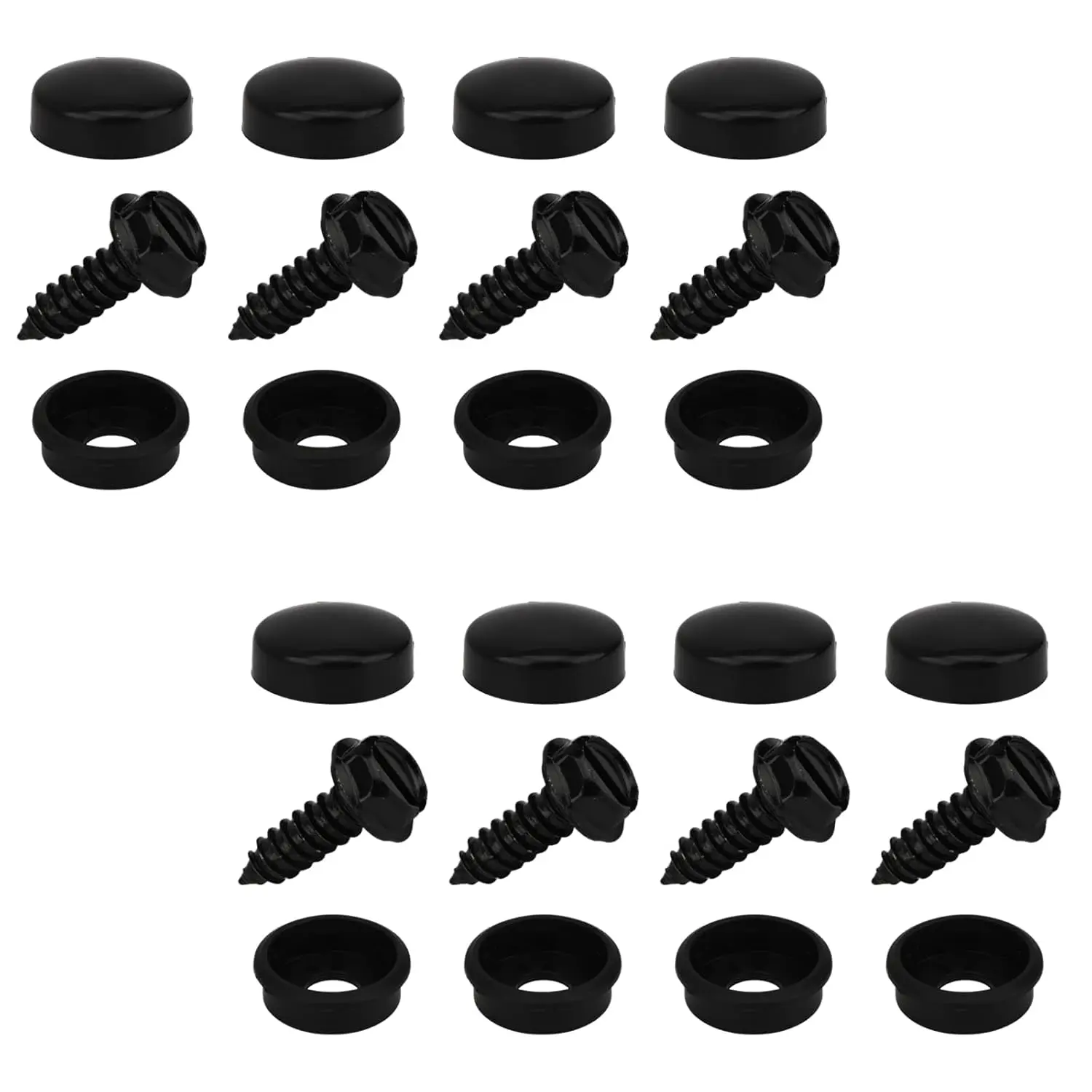 Stainless Steel Plate Screws & Rustproof Caps Kit - 24-Count, Easy-Install Fasteners for Modern Cars/SUVs Plate Fastening